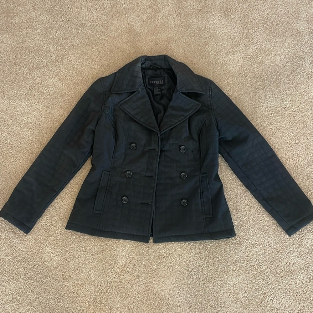 Vintage Express black rubbery jacket blazer, women size Small